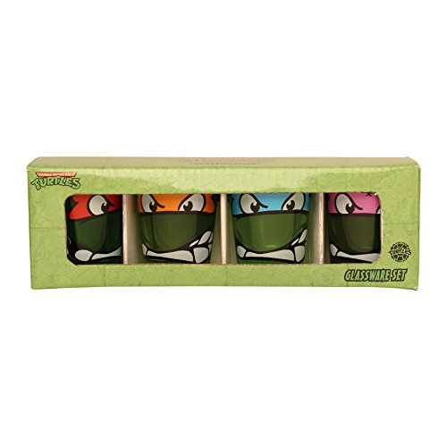 Silver Buffalo NT031SG5 Nickelodeon Teenage Mutant Ninja Turtles Mini Glass Set, 4-Pack