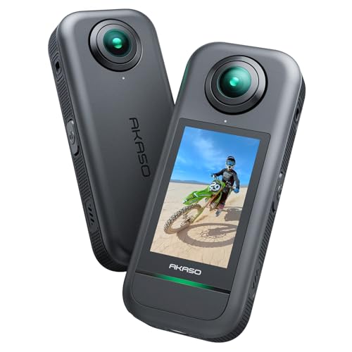 AKASO 360° Action Cam - 5.7K 72MP 360 Grad Actionkamera mit Duale 1/2" 48MP Sensoren, 2.29'' Touchscreen, Unsichtbarer Selfie Stick Effekt, 360° Horiz