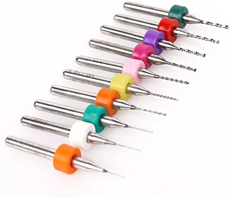 Holeco 0.3 - 1.2 mm PCB Carbide Engraving Drill Bits Set, Set of 10
