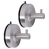 Airisoer Powerful Vacuum Suction Cup Hooks Anti Fall-Off Waterproof Reusable Stainless Steel Shower Hooks for Towel, Bath Robe, Coat, Loofah - Bathroom Kitchen 2-Pack