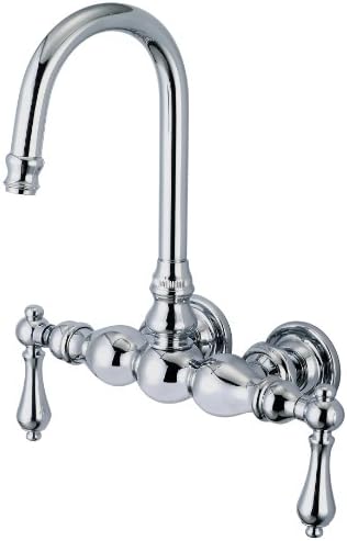 Water Creation F6-0014-01-AL Vintage Classic 3-3/8-Inch Center Wall Mount Tub Faucet with Gooseneck Spout and Straight Wall Connector