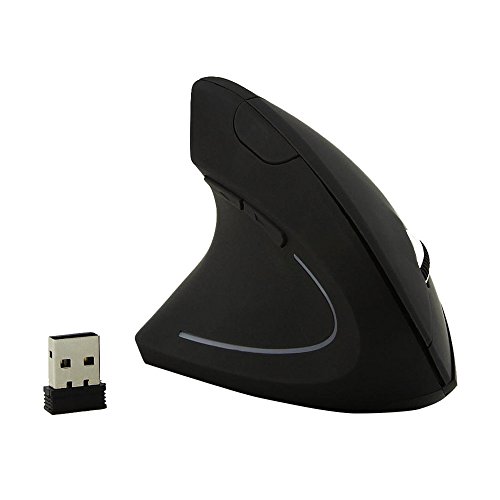HIGHMIGOU 6D 2.4G Wireless Ergonomic Vertical Mouse Left Hand Optical 1600DPI Gaming Mic-Shopping From US (Black)