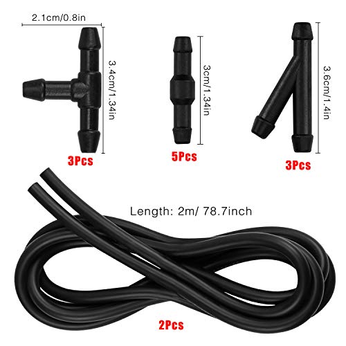 SelfTek 2Set Car Windshield Washer Hose Kit with 8Pcs Hose Connectors 2Meters Washer Fluid Hose with 3Pcs Extra Free Hose Connectors to Connect Car Water Pump and Nozzles - Thumbnail 2
