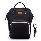 BOCCA Diaper Bag, with USB Charging Port, Muti-functional Waterproof Backpack, Large Capacity and Insulation Designed Organizer for Mom Travel (Black)