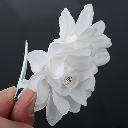 AKOAK New Beauty Women's Bridal Wedding Rhinestone Orchid Hair Clip Barrette Bridal Wedding Party Women Accessories (1Pcs,White)