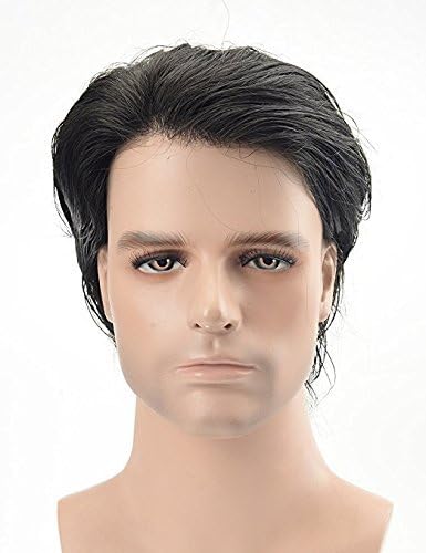Glan 100% Real Human Hair Patch For Men Hair Wigs For Men Full Head Natural Men Wig Real Hair (Front Lace Toupee) With Free 5 Clips (7x5, Black)