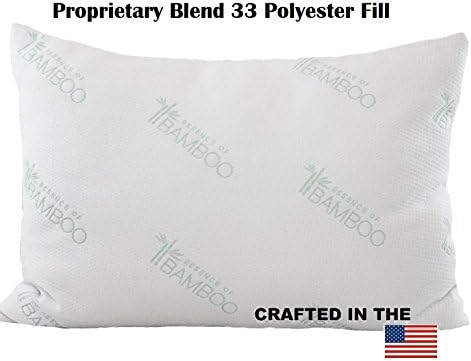 Deluxe Home Queen Sized Bamboo Bed Pillow for Sleeping in Luxurious Comfort - Made in The USA Fiber Filled Down Alternative