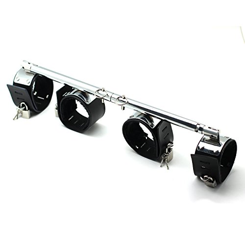 SCARLET KITTEN Metal Spreader Bar with 4 Leather Adjustable Straps, Silver