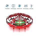 asuku Flying Ball Toy Drones,Hand Operated Drones for Kids or Adults - Scoot Flying Ball Drone，with 360°Rotating and Flashing LED Lights Mini Drone，for Boys and Girls, Kids Gifts (Red)