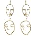 Human Face Dangle Earrings Drop Hoops Studs Cuffs Ear Wrap Pin Vine Pierced Dangling Hollow Out Charms Jewelry Golden Plated 2 Pair 1+2