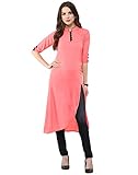 Janasya Indian Tunic Tops Crepe Kurti for Women (JNE1237-PINK-KR-033-XL)