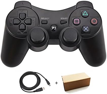 Kolopc Wireless Bluetooth Controller For PS3 Double Shock - Bundled with USB charge cord … (Black)