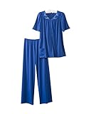 Shadowline Women's Plus Size Petals Short Sleeve Pajama, Navy, 46