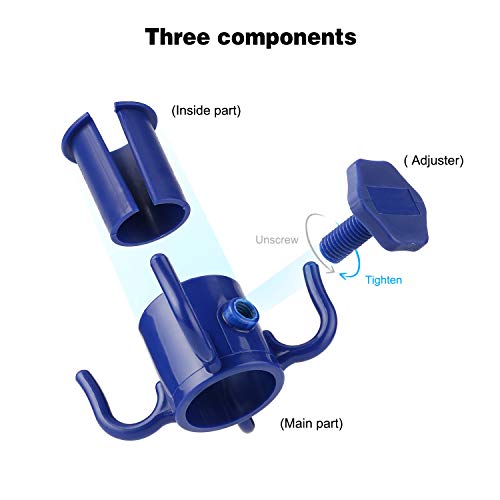 TAGVO 2 Pack Beach Umbrella Hanging Hook, 4-prongs Plastic Umbrella Hook Hanging for Towels/Hats/Clothes/Camera/Sunglasses/Bags-Durable, Fit for Beach,Camping Trips (Blue- 2 Pack)