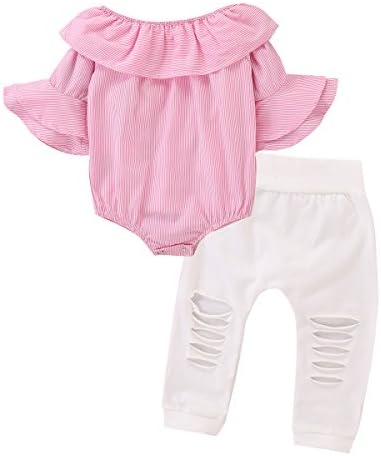Newborn Baby Girl Clothes Cute Deer Print Long Sleeve Romper Tops+ Pink Pants+ Polka Dots Hats Summer Set