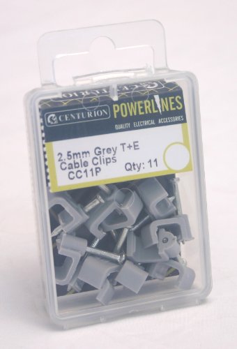 T+E Cable Clips - Grey (Pack of 12) - 2.5mm