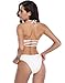 SHEKINI Womens Bikini Padded Cutout Strappy Halter Swimsuits Two Piece Bathing Suits (Small/(US 4-6), Venice White)