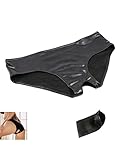 Black Faux Leather Latex Rubber Sexy Open Crotch Panties Lingerie Underwear