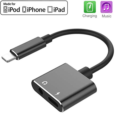 for iPhone Splitter Audio and Charge Adapter 3.5 mm Headphone Jack Adapter for iPhone X/10/XS/XS Max/XR/8/8 Plus/7/7 Plus Dongle for iPhone Converter Earphone Music and Charger Aux Adapter Connector