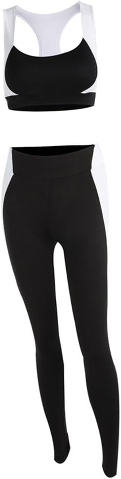hibote Ladies Sportswear 2 Pcs/Set Tracksuit, High Elasticity Sportswear Racerback Sport Tops + Leggings Fitness Suits for Yoga, Running and Other Activities