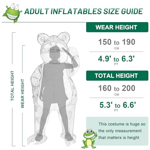 Seaforie Inflatable Costume Adult,Halloween Funny Frog Blow Up Costumes,Plus Size Disfraz Hombre and Disfraces Mujer,Suitable for Adults,Men,Women,Family,10-12 Teens