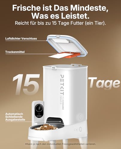 PETKIT YumShare Solo 2 Automatic Feeder with Camera, Face Detection for Multiple Cats, AI Automatic Cat Feeder, 3L Cat Feeder, Automatic Feeder for Cats and Dogs, 2.4 & 5G Wi-Fi