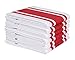 Heavy Duty Oversized Kitchen Towels & Dishcloth (Set of 6 Red 18x28) Highly Absorbent, Professional Grade Cotton Tea Towels for Everyday Cooking and Baking- Modern Clean Striped Pattern