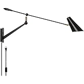 Adjustable Swing Arm Wall Sconce - 360° Rotation & Dual Power Modes (Plug-in/Hardwired), Vintage Industrial Wall Mounted Ligh