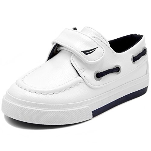 Nautica Kids Little River Striped Foxing Boat Shoe -Sneaker -Casual Velcro -Toddler 10 White