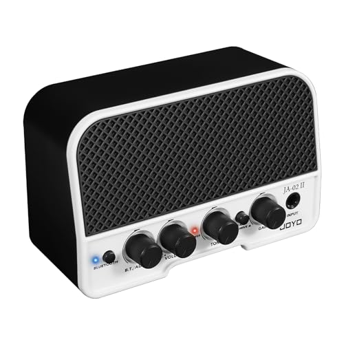 JOYO Mini Amplificador de Guitarra 5W Amplificador para Guitarra Eléctrica Pequeño Amplificador de Guitarra con Bluetooth, Canales Limpios y Sobretransmisión, Recargable, Portátil (JA-02 II Negro)