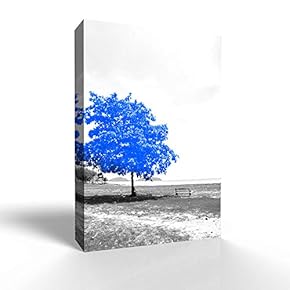 Blue and Black Abstract Colorful Tree Painting Wall...