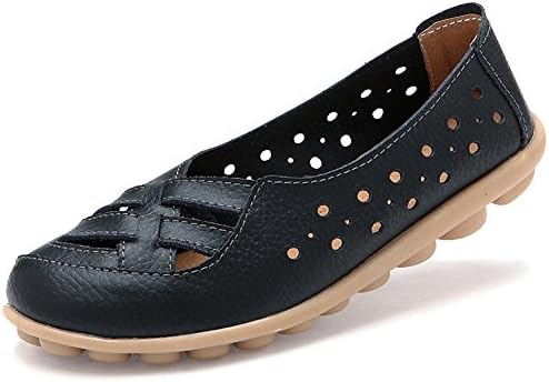Fangsto Women's Leather Loafers Flats Sandals Slip-On