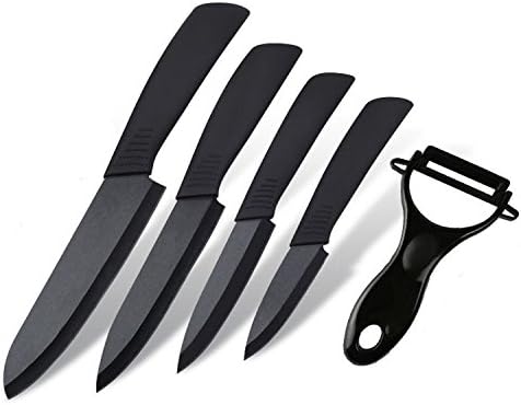 Kitchen Ceramic Knife, Zirconia Knife, Kitchen Vegetable Knife and Peeler, with Non-Slip Handle Luxurious Box(Black)