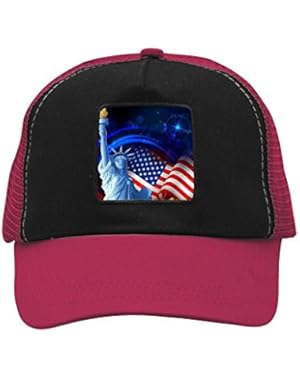 Unisex American Flag and Statue of Liberty Trucker Hat Adjustable Mesh Cap