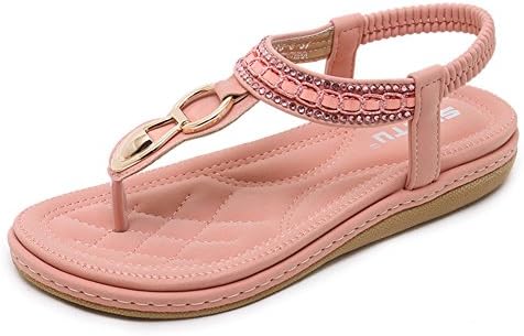 Navoku Womens Fashion Leather Summer Sandals Thong Sandles Pink 41 9 D(M) US