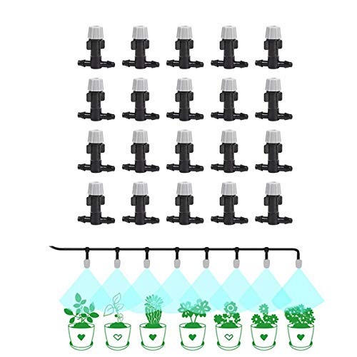 Yosooo Plastic Mist Misting Nozzle Sprinkler Tee Joints for Misting Watering Plant Flower Cooling System Home Garden Irrigation, 20pcs