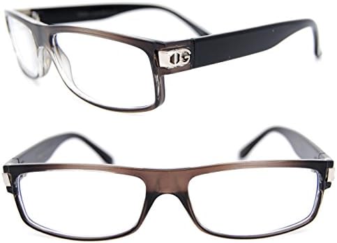 RX Rectangular Magnification Reading Strength Eye Glasses +1.00 +1.50 +2.00 +2.50 (Transparent Black, 2 x)