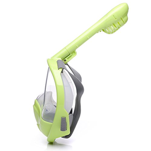 YOOCOOL Full Face Snorkel Mask Foldable 180° Panoramic View Diving Scuba Mask Free Breathing Full Face Snorkeling Mask with Waterproof Phone Bag (Kids Green, Extra Small) - Thumbnail 6