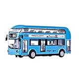 HMANE Pull Back Cars Alloy Double Decker School Bus Construction Vehicles Mini Model Car Toys with Light for Kids Boys Girls Toddlers - (Blue)