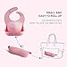 Cute Stone Waterproof Silicone Baby Bibs, Soft Feeding Bibs for Babies and Toddlers with Food Catcher, Comfortable Adjustable Bib, Easily Wipe Clean, BPA Free, Pack of 2, Mint-Green/Pink
