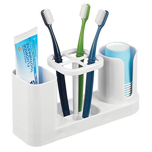 mDesign Bathroom Vanity Countertop Dental Storage Organizer