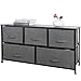 SUPER DEAL Wide Dresser for Bedroom, 5 Drawer Fabric Storage Organizer Chest Heavy Duty Steel Frame Wood Top for Kids Toys Livingroom Closet Nursery Hallway, Dark Grey