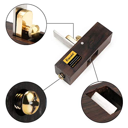 Micro Wood Plane, EnPoint Mini Block Plane Ebony 3 Inch Hand Planer High-speed Steel Blade 90 Degree Carpenter Smoothing Wood Hand Tools for Carpenter Woodworker