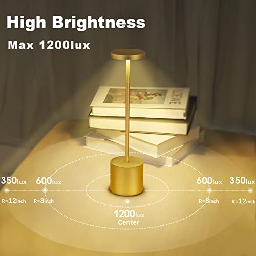 Hapfish Wireless Touch Bedside Lamp, 5000mAh 2PCS Rechargeable LED Table Lamp, Powerful USB Battery Desk Light, 3 Color Temperatures, for Bedside Office, Restaurant, Outdoor