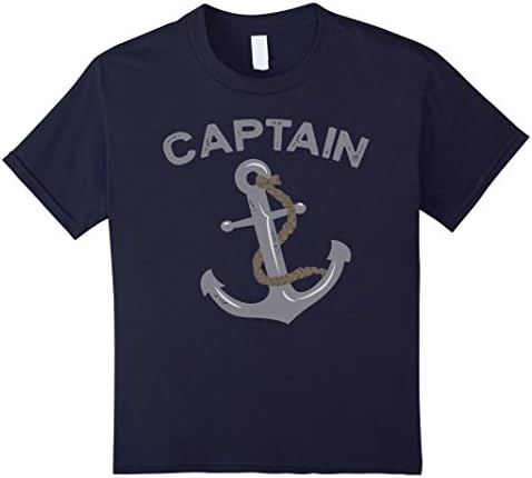 Kids Boat I am the Captain Summer Nautical Anchor Funny Shirt 10 Navy