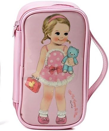 Portable Multi-Functional Cute Doll Pouch Cosmetic Makeup Bag Case Pencil Gift Case (Pink-1)