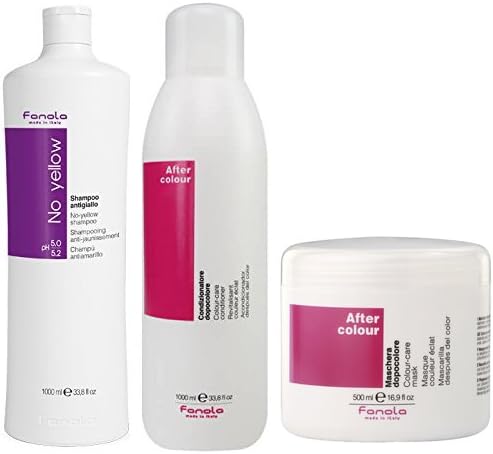 Fanola No Yellow Shampoo 1000ml & After Color Conditioner 1000ml & Mask 500ml Set
