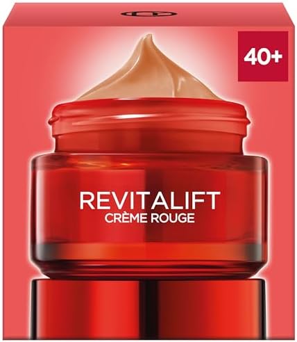 L'Oréal Paris Créme Rouge Tagespflege für Frauen: bekämpft sichtbare Anzeichen von Müdigkeit & strafft & mildert Falten mit rotem Giseng aus Soja-Proteinen & Hefe-Extrakt, Revitalift, 1x 50ml