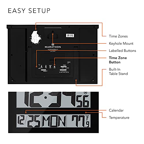 MARATHON CL030025 Jumbo Atomic SelfSetting SelfAdjusting Wall Clock w