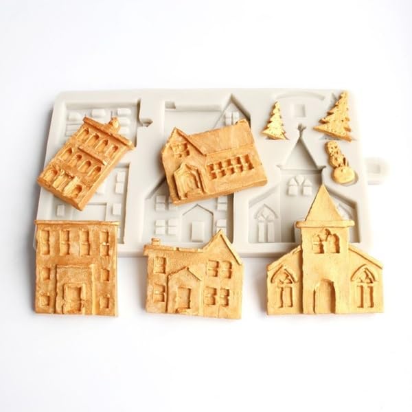 3D Xmas Christmas Tree House Silicone Mold For Fondant Cake Decor Chocolate Sugarcraft Gingerbread Baking Mould